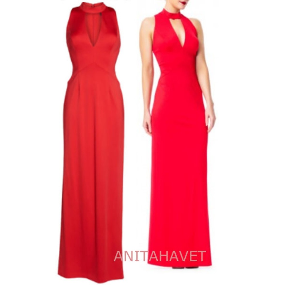 lola jersey mock neck gown with cutout and lace up